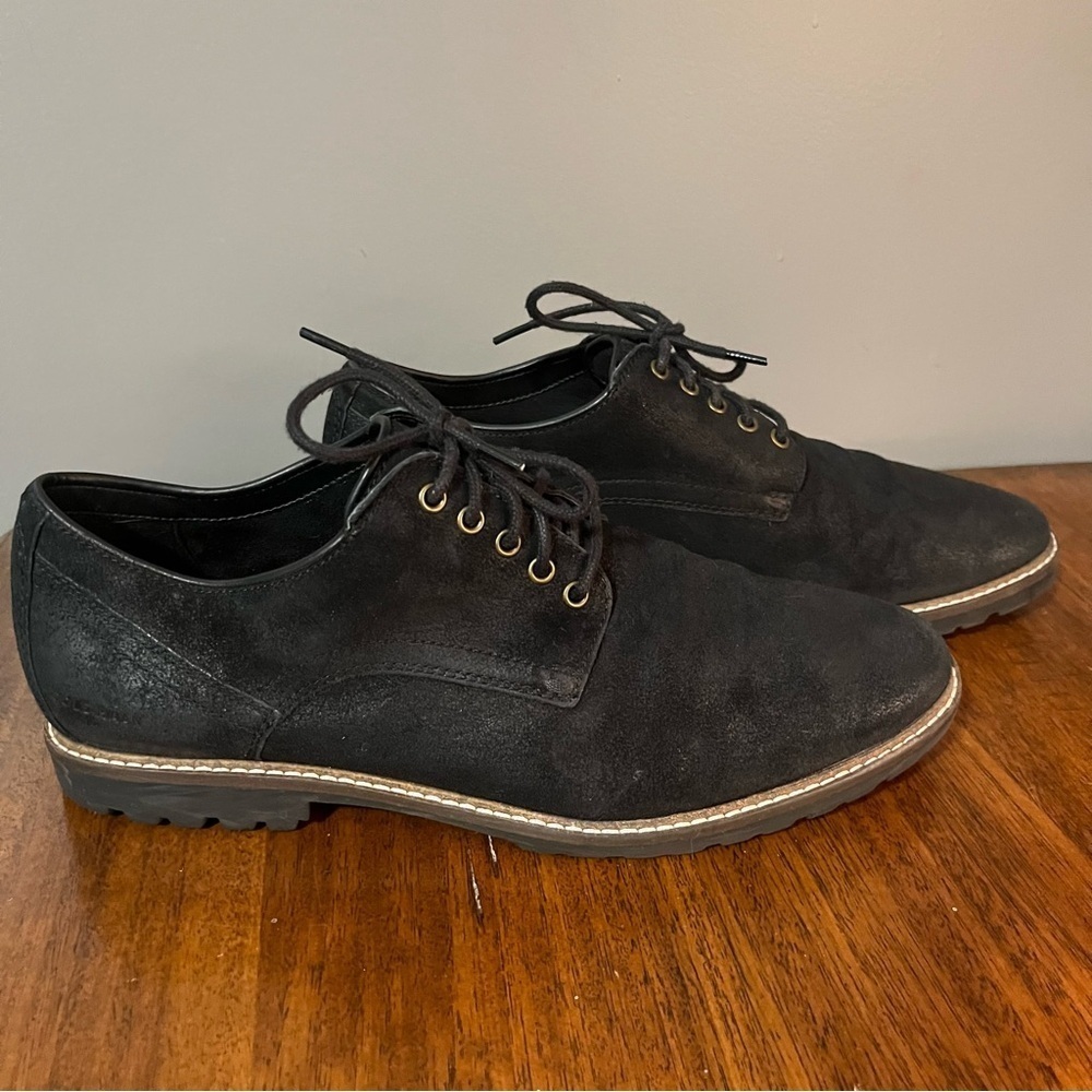 Cole Haan Grand Suede Oxford Mens 11.5Leather Lace Up Comfort Shoe Black Nu buck